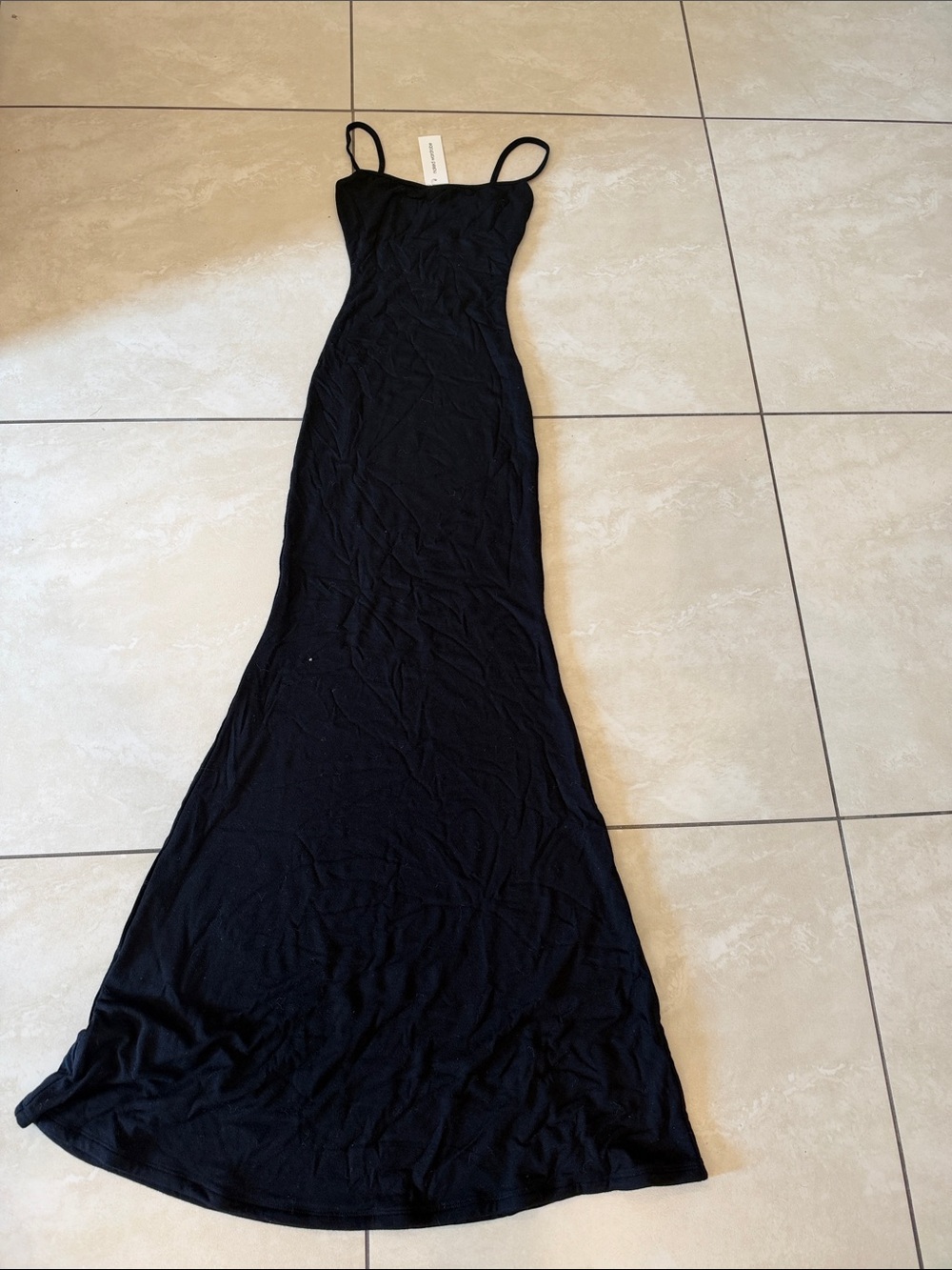 naked wardrobe Black Spaghetti-Strap Maxi Slip Dress